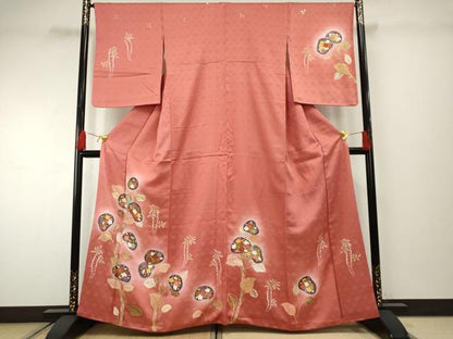 平和屋着物●訪問着　紬地　更紗花文　正絹　逸品　AABF2040cs