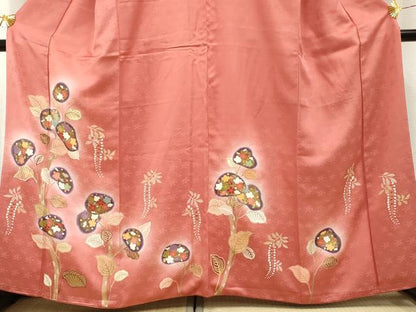 平和屋着物●訪問着　紬地　更紗花文　正絹　逸品　AABF2040cs