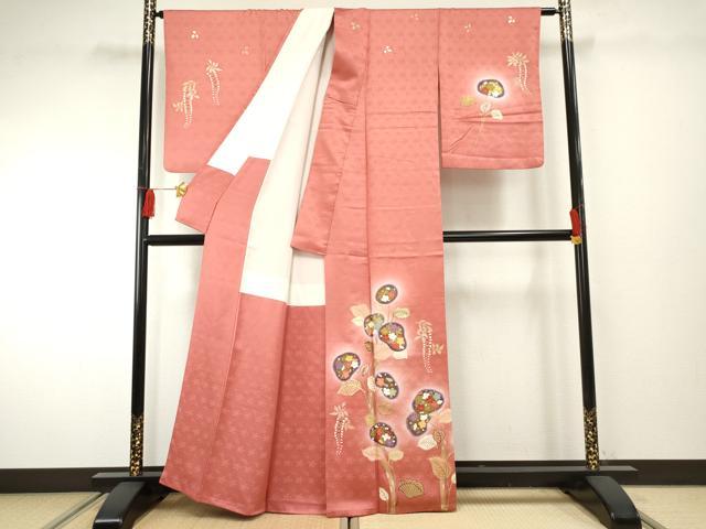 平和屋着物●訪問着　紬地　更紗花文　正絹　逸品　AABF2040cs