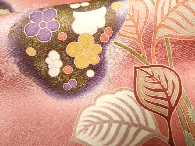平和屋着物●訪問着　紬地　更紗花文　正絹　逸品　AABF2040cs