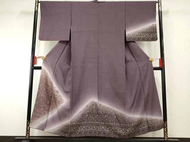 平和屋着物●訪問着　紬地　更紗花文　正絹　逸品　AABF2041cs 平和屋着物○訪問着 紬地 更紗花文 正絹 逸品 AABF2041cs