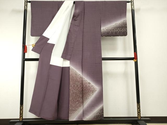 平和屋着物●訪問着　紬地　更紗花文　正絹　逸品　AABF2041cs 平和屋着物○訪問着 紬地 更紗花文 正絹 逸品 AABF2041cs