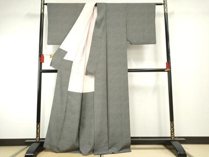 平和屋着物●江戸小紋　彫士：住田双光・染士：服部光擴　鮫小紋柄　黒地　正絹　逸品　AABF2043cs