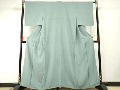 平和屋着物●上質な色無地　水浅葱色　正絹　逸品　AABF2045cs