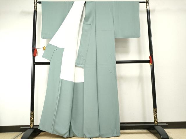 平和屋着物●上質な色無地　水浅葱色　正絹　逸品　AABF2045cs