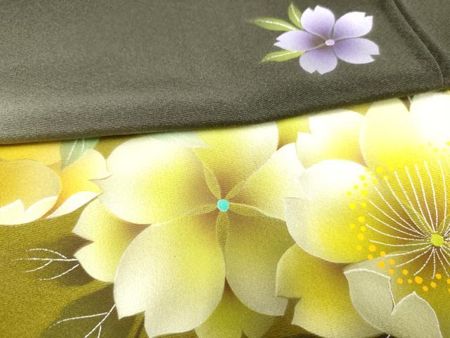 平和屋着物●訪問着　草花文　暈し染め　銀彩　鈴乃屋扱い　正絹　逸品　AABF2047cs