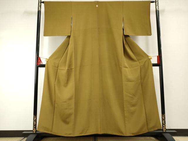 平和屋着物●上質な色無地　黄橡色　正絹　逸品　AABF2051cs