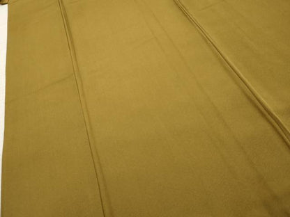 平和屋着物●上質な色無地　黄橡色　正絹　逸品　AABF2051cs