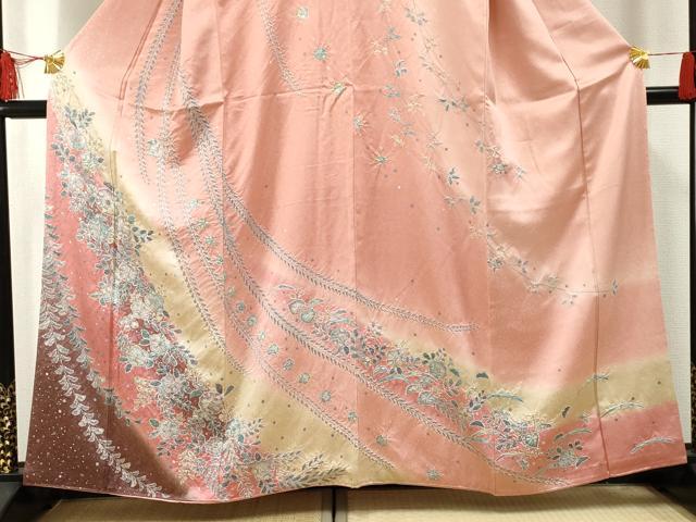 平和屋着物●訪問着　辻が花　絞り　暈し染め　金彩　正絹　逸品　AABF2052cs