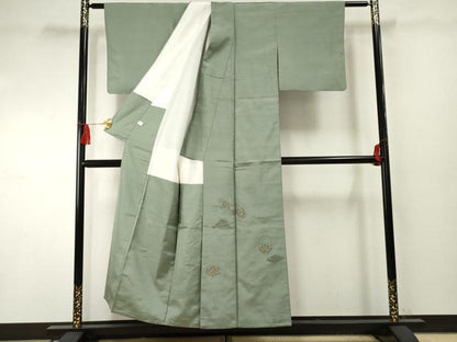 平和屋着物●京の名門・菱屋六右ェ門　紬　色留訪問着　茶器　正絹　逸品　AABF2053cs