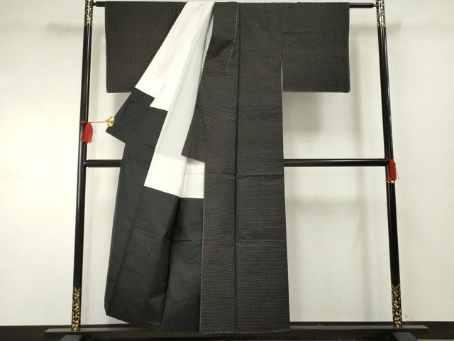 平和屋着物●上質な紬　蚊絣　黒地　正絹　逸品　未使用　AABF2054cs 平和屋着物○上質な紬 蚊絣 黒地 正絹 逸品 未使用 AABF2054cs