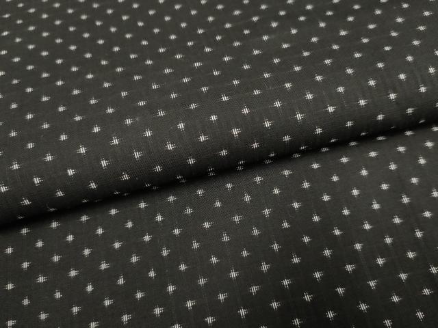 平和屋着物●上質な紬　蚊絣　黒地　正絹　逸品　未使用　AABF2054cs