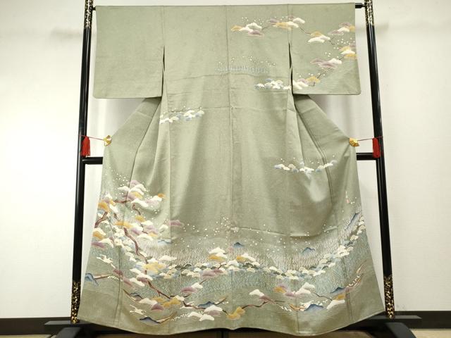 平和屋着物●訪問着　作家物　立波枝松文　金糸　金彩　正絹　逸品　AABF2057cs