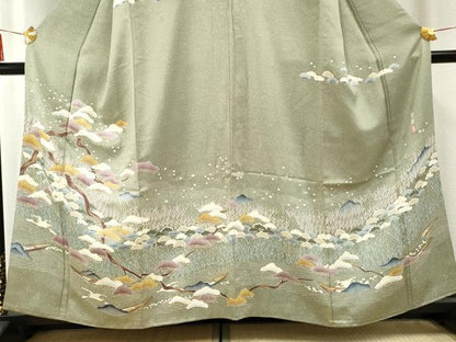 平和屋着物●訪問着　作家物　立波枝松文　金糸　金彩　正絹　逸品　AABF2057cs