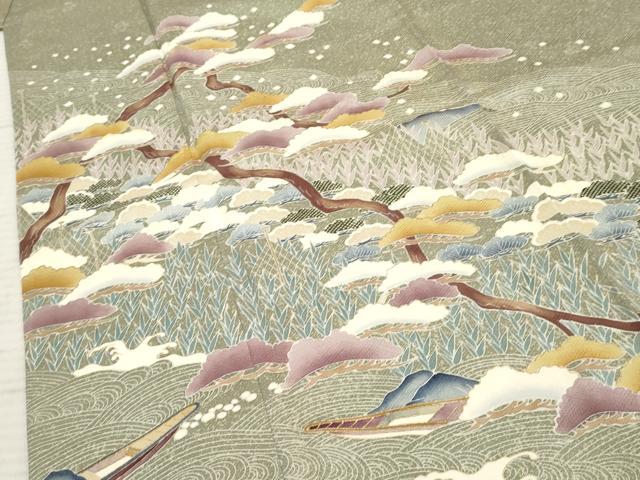 平和屋着物●訪問着　作家物　立波枝松文　金糸　金彩　正絹　逸品　AABF2057cs