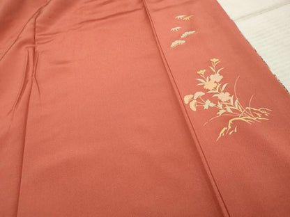 平和屋着物●訪問着　駒刺繍　草花文　暈し染め　金銀彩　正絹　逸品　AABF2058cs