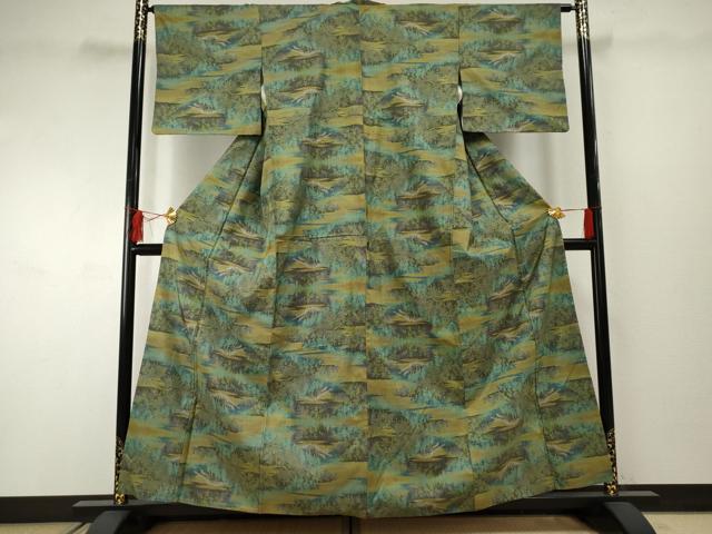 平和屋着物●本場大島紬　一元7マルキ　樹林文　正絹　逸品　AABF2059cs