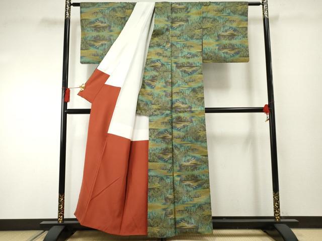 平和屋着物●本場大島紬　一元7マルキ　樹林文　正絹　逸品　AABF2059cs