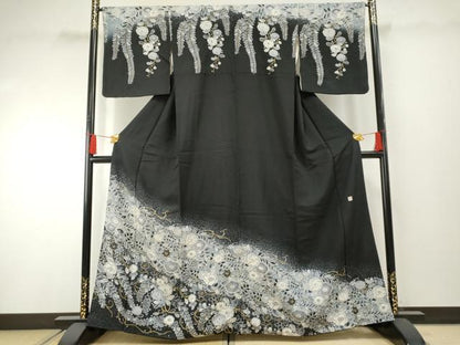 平和屋着物●訪問着　作家物　辻が花　絞り　暈し染め　金彩　正絹　逸品　AABF2061cs