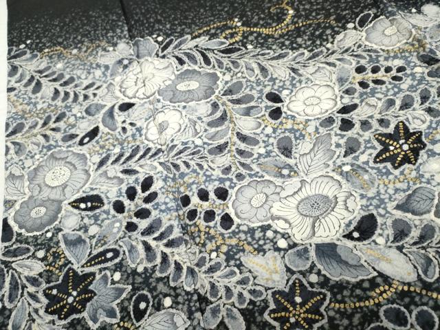 平和屋着物●訪問着　作家物　辻が花　絞り　暈し染め　金彩　正絹　逸品　AABF2061cs
