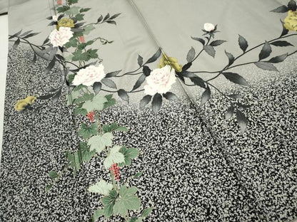 平和屋着物●訪問着　作家物　貴和美　蔦の葉枝花文　金銀彩　正絹　逸品　AABF2062cs