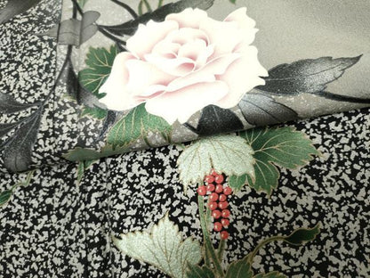 平和屋着物●訪問着　作家物　貴和美　蔦の葉枝花文　金銀彩　正絹　逸品　AABF2062cs