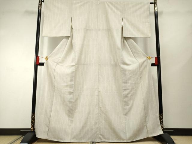 平和屋着物●本塩沢　110亀甲　幾何学文様　正絹　逸品　AABF2063cs