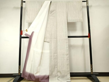 平和屋着物●本塩沢　110亀甲　幾何学文様　正絹　逸品　AABF2063cs