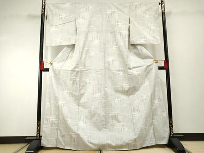 平和屋着物●本場大島紬　白大島　120亀甲　色紙重ね文　正絹　逸品　未使用　AABF2064cs