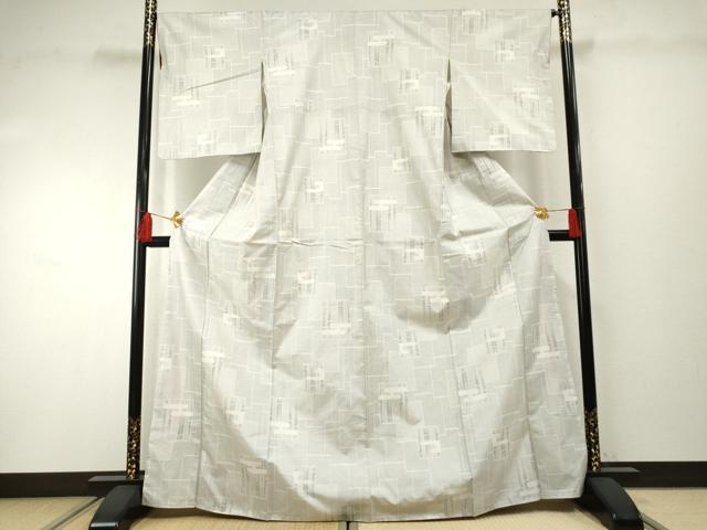 平和屋着物●本場大島紬　白大島　120亀甲　色紙重ね文　正絹　逸品　未使用　AABF2064cs