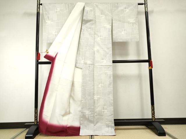 平和屋着物●本場大島紬　白大島　120亀甲　色紙重ね文　正絹　逸品　未使用　AABF2064cs