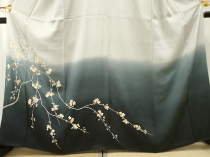 平和屋着物●訪問着　駒刺繍　枝垂れ花文　暈し染め　金彩　正絹　逸品　AABF2065cs