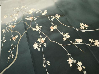 平和屋着物●訪問着　駒刺繍　枝垂れ花文　暈し染め　金彩　正絹　逸品　AABF2065cs
