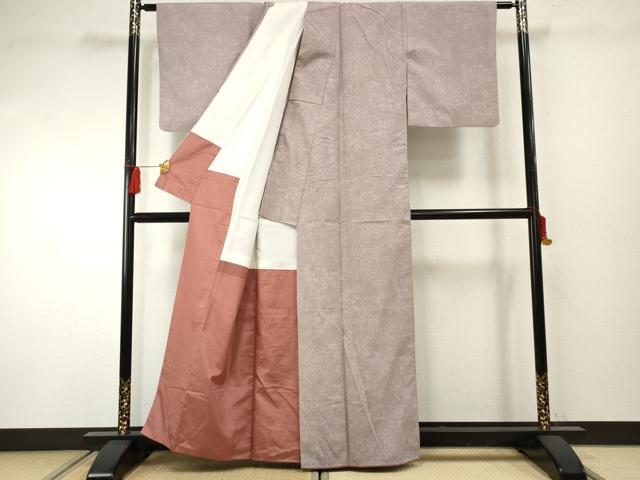 平和屋着物●結城紬　80亀甲　花唐草文　正絹　逸品　AABF2067cs