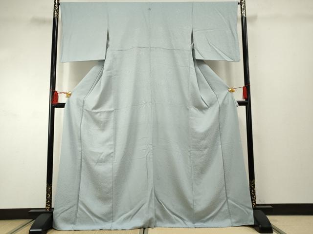 平和屋着物●上質な色無地　南天枝葉地紋　空色　正絹　逸品　AABF2069cs