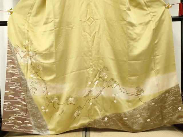 平和屋着物●豪華色留袖　駒刺繍　枝松文　暈し染め　金彩　正絹　逸品　AABF2070cs