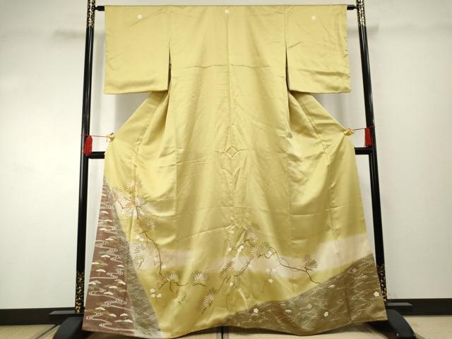 平和屋着物●豪華色留袖　駒刺繍　枝松文　暈し染め　金彩　正絹　逸品　AABF2070cs