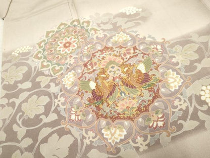 平和屋着物●豪華色留袖　駒刺繍　正倉院鳳凰花文　暈し染め　金彩　正絹　逸品　AABF2071cs