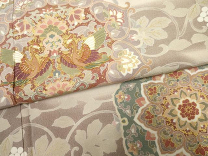 平和屋着物●豪華色留袖　駒刺繍　正倉院鳳凰花文　暈し染め　金彩　正絹　逸品　AABF2071cs