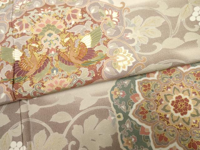 平和屋着物●豪華色留袖　駒刺繍　正倉院鳳凰花文　暈し染め　金彩　正絹　逸品　AABF2071cs