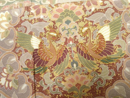 平和屋着物●豪華色留袖　駒刺繍　正倉院鳳凰花文　暈し染め　金彩　正絹　逸品　AABF2071cs