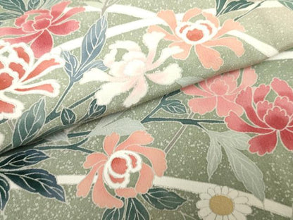 平和屋着物●訪問着　友禅　枝花文　暈し染め　正絹　逸品　未使用　AABF2072cs