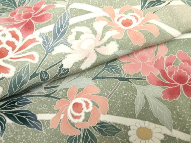 平和屋着物●訪問着　友禅　枝花文　暈し染め　正絹　逸品　未使用　AABF2072cs