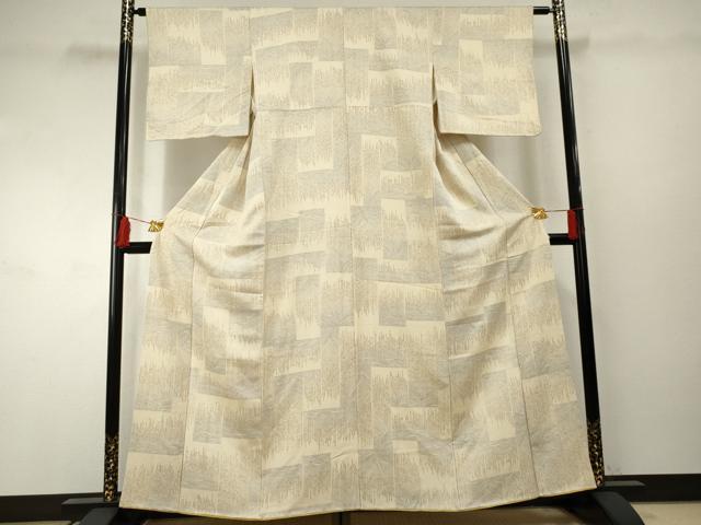 平和屋着物●上質な小紋　枝葉文　芽柳　正絹　逸品　AABF2073cs