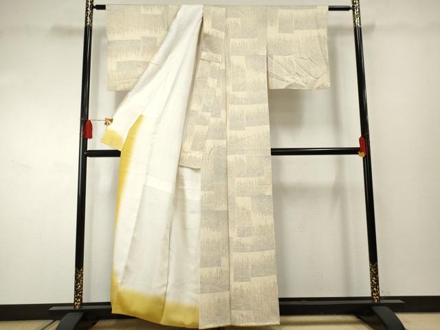 平和屋着物●上質な小紋　枝葉文　芽柳　正絹　逸品　AABF2073cs