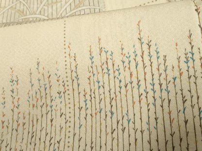 平和屋着物●上質な小紋　枝葉文　芽柳　正絹　逸品　AABF2073cs