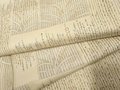 平和屋着物●上質な小紋　枝葉文　芽柳　正絹　逸品　AABF2073cs
