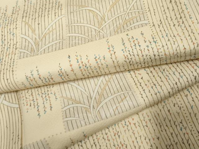 平和屋着物●上質な小紋　枝葉文　芽柳　正絹　逸品　AABF2073cs