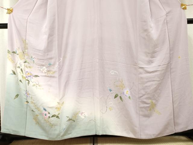 平和屋着物●本加賀友禅作家　奥泉可愛　訪問着　枝花文　暈し染め　正絹　逸品　AABF2074cs