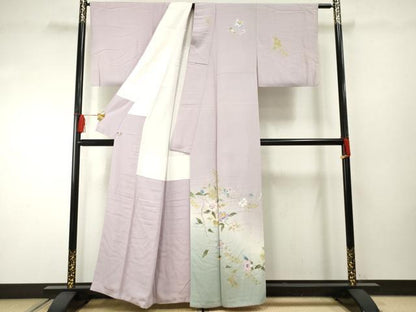 平和屋着物●本加賀友禅作家　奥泉可愛　訪問着　枝花文　暈し染め　正絹　逸品　AABF2074cs